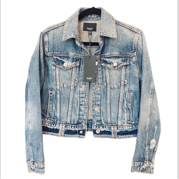 Hudson Jeans Jackets & Blazers - HUDSON Womens Denim Jean Jacket Button front Distressed Frayed New Pockets XS